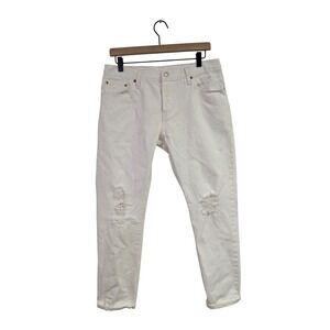 Levi's 501 CT‎ Women's Jeans Custom Tapered Distressed Cropped White 32x28